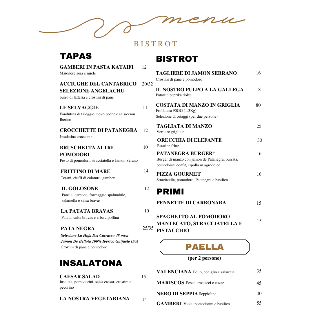 Menu Bistrot Italo - Spagnolo